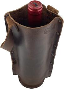 img 2 attached to 🍷 Espresso Rustic Leather Single Wine Carrier - Fits Standard 750ml Bordeaux Bottle