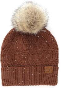 img 1 attached to 🎩 C.C Hatsandscarf Unisex Ribbed Beanie with Pom - Solid Color (HAT-43) for Enhanced SEO