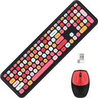 💻 vibrant wireless keyboard and mouse combo with number keypad - cordless, full-sized, red - perfect for laptop/computer/pc/desktop logo