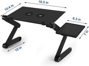 img 1 attached to 🖥️ SAISIBON Adjustable Laptop Stand with USB Cooling Pad and Removable Mouse Tray: Portable and Foldable Laptop Riser, Ergonomic Laptop Table for Bed, Sofa, Desk, and Office. Fits up to 17'' Laptop and Tablet.