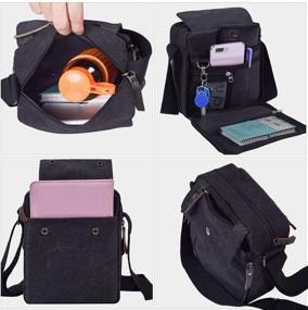 img 3 attached to Canvas Small Messenger Bag for Men - Casual Shoulder Chest Bag for Travel, Multi-pocket Purse