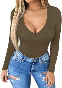 img 3 attached to 👗 Bodysuits Jumpsuits for Women - Mangopop Womens Plunge & Fashionable Clothing