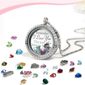 img 1 attached to AZNECK Inspirational Floating Charms Locket Necklace: Perfect Gifts for Moms, Grandmas, and Nieces with Birthstone Accents