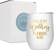 🍾 navy knot wedding planning wine tumbler: insulated stemless goblet & coffee cup - perfect bride gift & bridal shower essential (white, 12 oz) логотип