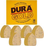 🔸 dura-gold premium mouse detail sander sandpaper - 48 assorted grit sanding sheets for woodworking, wood crafting, auto paint - 5 hole pattern hook & loop triangle mouse discs логотип