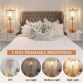 img 2 attached to 🌸 Enhance Your Bedroom Décor with a Set of 2 Touch Control Crystal Table Lamps Rose Gold – Featuring 2 USB Charging Ports, Dimmable 3-Way Lighting, and K9 Crystal Shade – Perfect for Girl's Bedroom
