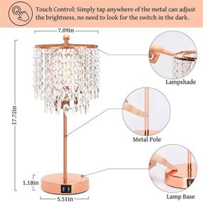 img 1 attached to 🌸 Enhance Your Bedroom Décor with a Set of 2 Touch Control Crystal Table Lamps Rose Gold – Featuring 2 USB Charging Ports, Dimmable 3-Way Lighting, and K9 Crystal Shade – Perfect for Girl's Bedroom