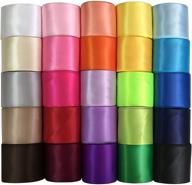 🎀 kailin 2.5" single face solid satin ribbon set - 50 yards (25x2yd) - 25 multicolour colors logo