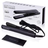 🔥 herstyler forever straightening flat iron: dual voltage & portable 1.25 inch ceramic hair straightener - silken hair with frizz-fighting negative ion technology - beautiful in black! logo