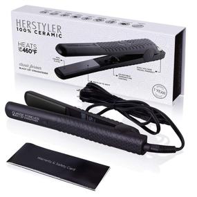 img 4 attached to 🔥 Herstyler Forever Straightening Flat Iron: Dual Voltage & Portable 1.25 inch Ceramic Hair Straightener - Silken Hair with Frizz-Fighting Negative Ion Technology - Beautiful in Black!
