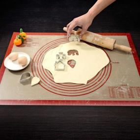 img 3 attached to Large Non-slip Silicone Pastry Mat with Measurements 28'' by 20'' - Baking Mat, Counter Mat, Dough Rolling Mat, Oven Liner, Fondant/Pie Crust Mat - Red Color - By Folksy Super Kitchen (2028)