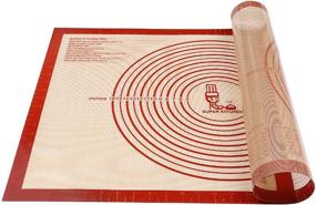 img 4 attached to Large Non-slip Silicone Pastry Mat with Measurements 28'' by 20'' - Baking Mat, Counter Mat, Dough Rolling Mat, Oven Liner, Fondant/Pie Crust Mat - Red Color - By Folksy Super Kitchen (2028)