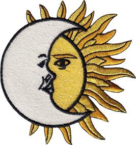 img 1 attached to Square Deal Recordings & Supplies Solar Eclipse 🌖 Patch - Moon Crescent Over Sun - Embroidered Iron-on