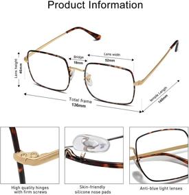 img 2 attached to 👓 SOJOS SJ5063: Women's Square Metal Blue Light Blocking Glasses for Computer Eyeglasses