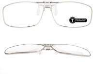 teraise clip on reading glasses with flip up function: portable hd fashion readers for men and women - metal full-frame design ideal for myopia (2.0x) logo