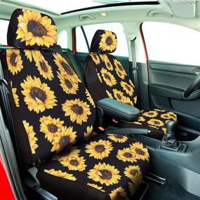 img 3 attached to 🌻 Complete Set of 9 Sunflower Car Accessories: Front Seat Covers, Rear Bench Seat Covers, Back Seat Cover, Headrest Covers, and Seat Belt Shoulder Pads for All Car Models