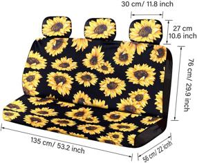 img 1 attached to 🌻 Complete Set of 9 Sunflower Car Accessories: Front Seat Covers, Rear Bench Seat Covers, Back Seat Cover, Headrest Covers, and Seat Belt Shoulder Pads for All Car Models