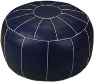 🪑 zefen round unstuffed leather ottoman cushion with decorative pouf design – foot stool storage seat for living room, bedroom, kids room, and wedding – ideal for resting your feet or as a floor chair (royal blue) logo