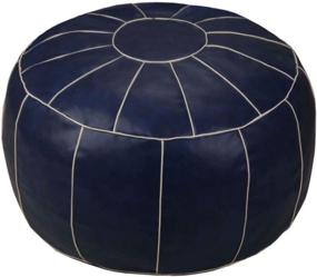 img 4 attached to 🪑 ZEFEN Round Unstuffed Leather Ottoman Cushion with Decorative Pouf Design – Foot Stool Storage Seat for Living Room, Bedroom, Kids Room, and Wedding – Ideal for Resting Your Feet or as a Floor Chair (Royal Blue)