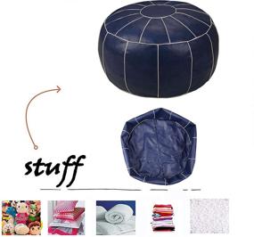 img 2 attached to 🪑 ZEFEN Round Unstuffed Leather Ottoman Cushion with Decorative Pouf Design – Foot Stool Storage Seat for Living Room, Bedroom, Kids Room, and Wedding – Ideal for Resting Your Feet or as a Floor Chair (Royal Blue)