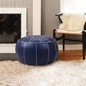 img 1 attached to 🪑 ZEFEN Round Unstuffed Leather Ottoman Cushion with Decorative Pouf Design – Foot Stool Storage Seat for Living Room, Bedroom, Kids Room, and Wedding – Ideal for Resting Your Feet or as a Floor Chair (Royal Blue)