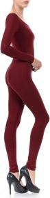 img 2 attached to 👯 JJJ Women's Cotton Catsuit: Long Sleeve Yoga Bodysuit Jumpsuit - Made in USA