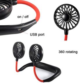 img 2 attached to Stay Cool Anywhere: Portable Neckband Sport Fan for Hands-Free Comfort - Rechargeable USB Battery, 3-Speed Mini Cooler Fan Ideal for Outdoor Camping, Office, Home, Kitchen, and Travel