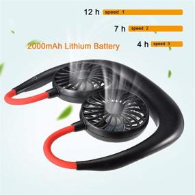 img 3 attached to Stay Cool Anywhere: Portable Neckband Sport Fan for Hands-Free Comfort - Rechargeable USB Battery, 3-Speed Mini Cooler Fan Ideal for Outdoor Camping, Office, Home, Kitchen, and Travel