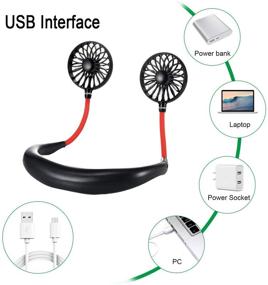 img 1 attached to Stay Cool Anywhere: Portable Neckband Sport Fan for Hands-Free Comfort - Rechargeable USB Battery, 3-Speed Mini Cooler Fan Ideal for Outdoor Camping, Office, Home, Kitchen, and Travel