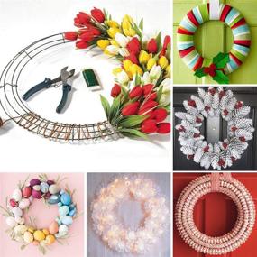 img 1 attached to 🔧 10 Inch Metal Wire Wreath Frame Set - Includes 6 Pack Wreath Form Hoops with Adhesive Hooks and 38 Yards of 22 Gauge Paddle Wire - Ideal for Crafts