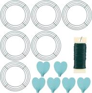 🔧 10 inch metal wire wreath frame set - includes 6 pack wreath form hoops with adhesive hooks and 38 yards of 22 gauge paddle wire - ideal for crafts логотип