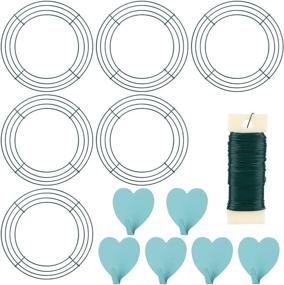 img 4 attached to 🔧 10 Inch Metal Wire Wreath Frame Set - Includes 6 Pack Wreath Form Hoops with Adhesive Hooks and 38 Yards of 22 Gauge Paddle Wire - Ideal for Crafts