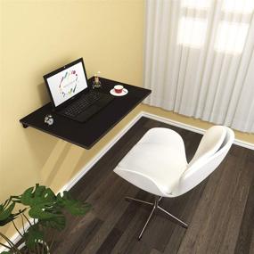 img 2 attached to Space-Saving LATIPOPO Wall Mounted Desk: Sleek Drop Leaf Folding Computer Desk for Small Spaces, Bedroom, Home Office, and Balcony