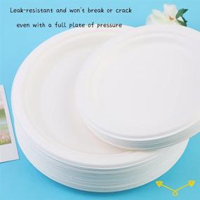 img 2 attached to High-Quality Compostable White Plates - 7Inch/9Inch, 100% Natural Sugarcane 🌿 Fiber, Eco-friendly & Heavy-Duty - Ideal for Dessert, Dinner, Party, Birthday [100-Pack]