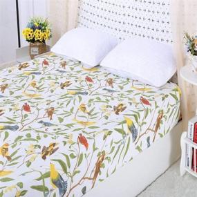 img 2 attached to Softta Vintage Luxury Aviary Full Size 3-Piece Fitted Sheet Set with 2 Pillowcases - Boho Colorful Birds, Flowers, and Leaves Pattern - Farmhouse Girls Bed Sheets Set - 100% Egyptian Cotton