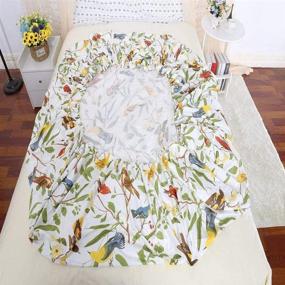 img 1 attached to Softta Vintage Luxury Aviary Full Size 3-Piece Fitted Sheet Set with 2 Pillowcases - Boho Colorful Birds, Flowers, and Leaves Pattern - Farmhouse Girls Bed Sheets Set - 100% Egyptian Cotton