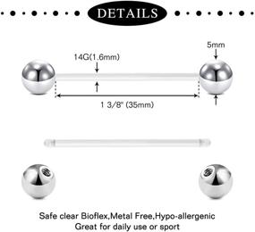 img 1 attached to Anicina Pregnancy Belly Button Rings: Sport Maternity Clear Flexible Navel Rings - Long, Mix Style 14G 35mm 38mm