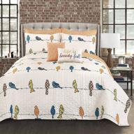 🐦 lush decor rowley quilt - reversible 7 piece bedding set with floral, animal, and bird print - full/queen size - multicolor/multi - includes decorative pillows logo