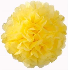 img 1 attached to Iguo 30pcs Tissue Pom Poms: Vibrant Yellow Navy Blue White Silver Party Decorations for Birthdays, Weddings, and Graduation Celebrations!