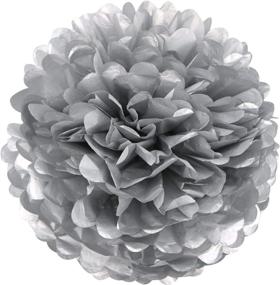 img 3 attached to Iguo 30pcs Tissue Pom Poms: Vibrant Yellow Navy Blue White Silver Party Decorations for Birthdays, Weddings, and Graduation Celebrations!