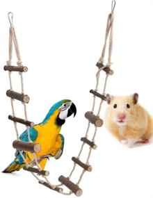 img 1 attached to HEEPDD Small Animal Climbing Toy Set - Natural Wood Rope Bridge for Pet Hamster, Squirrel, Sugar Gliders, Totoro