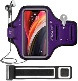 img 4 attached to 💜 JEMACHE iPhone 13/12 Mini Armband: Water Resistant Arm Band Case for Gym Workouts and Running with Key Holder - Purple