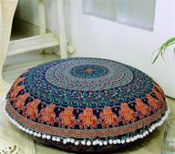 🔵 vibrant 24" blue mandala floor pillow cover for bohemian yoga decor - popular handicrafts large hippie cushion case logo