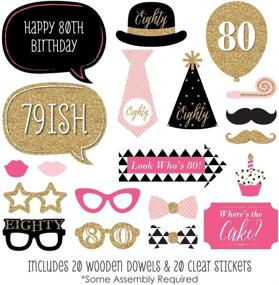 img 3 attached to 🎉 Stylish & Fun 80th Birthday Party Photo Booth Props Kit - 20 Count - Pink, Black, and Gold Theme