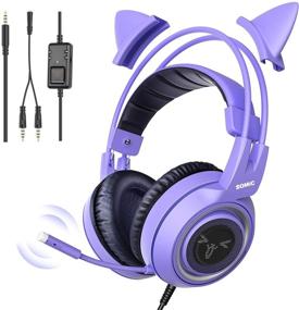 img 4 attached to SOMIC G951S Purple Stereo Gaming Headset With Mic For PS4