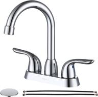 💧 soka two handle centerset bathroom faucet: high arc stainless steel design with deck plate & pop-up drain assembly - 3 hole installation, chrome finish (sk18001c) logo