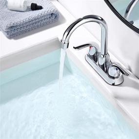 img 2 attached to 💧 SOKA Two Handle Centerset Bathroom Faucet: High Arc Stainless Steel Design with Deck Plate & Pop-Up Drain Assembly - 3 Hole Installation, Chrome Finish (SK18001C)