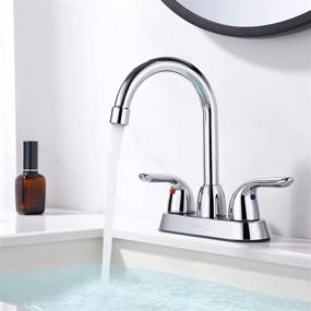 img 3 attached to 💧 SOKA Two Handle Centerset Bathroom Faucet: High Arc Stainless Steel Design with Deck Plate & Pop-Up Drain Assembly - 3 Hole Installation, Chrome Finish (SK18001C)