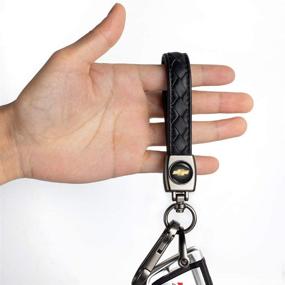 img 1 attached to Genuine Leather Car Logo Keychain For Chevrolet Key Chain Accessories Keyring With Logo(Black)