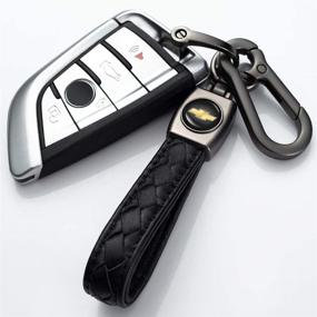 img 3 attached to Genuine Leather Car Logo Keychain For Chevrolet Key Chain Accessories Keyring With Logo(Black)